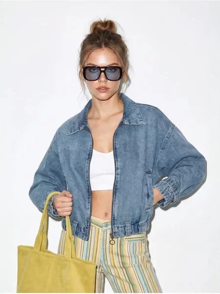 Bianco Lucci Zimní bunda Jeansjacken & -mäntel džínovina modrá