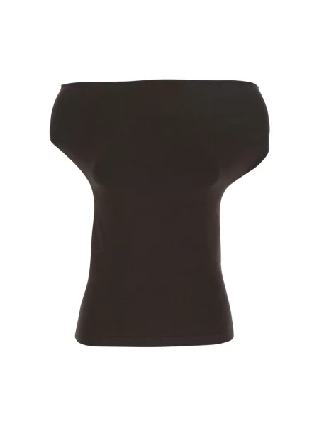 Koszulka Semicouture bez rękawów z odkrytymi ramionami brązowa