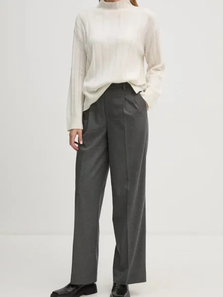 Панталон OUI с широка каройка с висока талия сиво