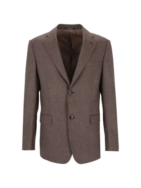 Costum Emporio Armani cu model herringbone maro