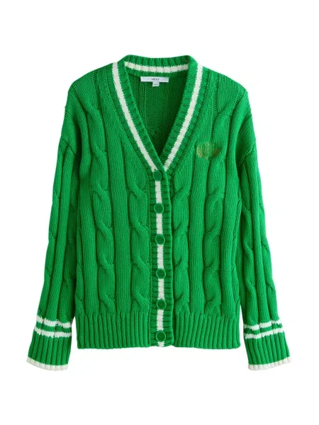 Next Geacă tricotată verde alb