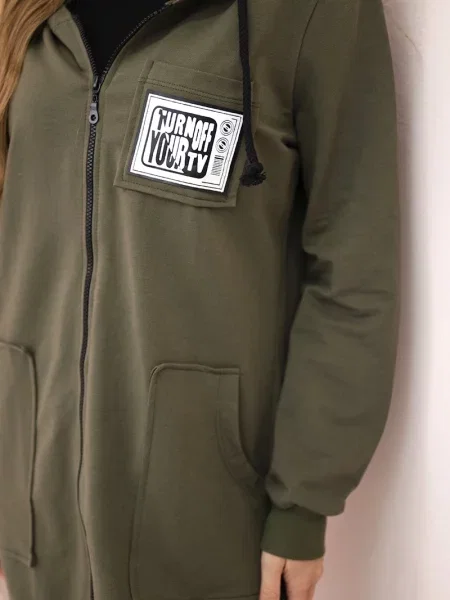 Hanorac cu glugă Kesi cu glugă kaki