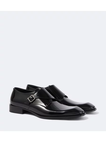Pantofi monk Saint Laurent din piele cu bretele negru