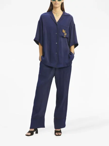 Cămașă Palm Angels cu broderie albastru