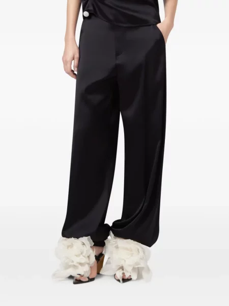 Pantaloni Giuseppe Di Morabito din satin cu model floral negru
