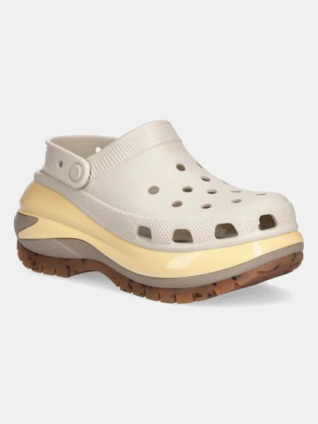 Чехли Crocs Classic Mega Crush Clog с платформа бежово