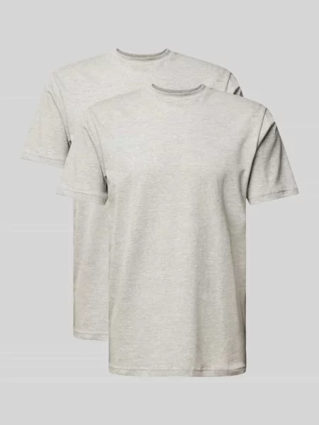 T-shirt z prążkowanym Okrągły dekolt w Zestaw 2 szt. Ragman