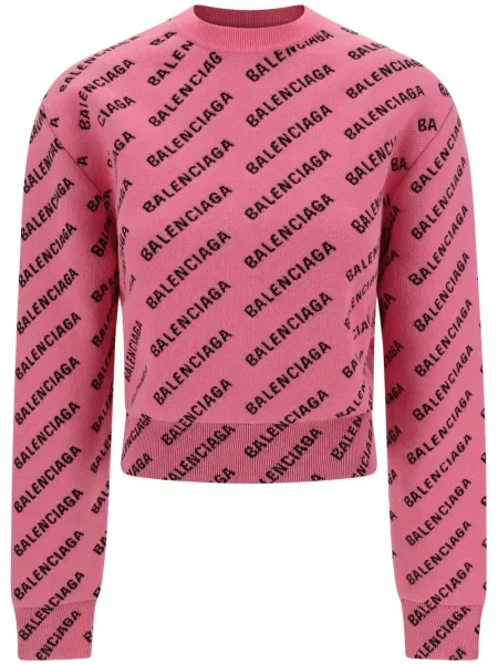 Жакардов пуловер Balenciaga розово