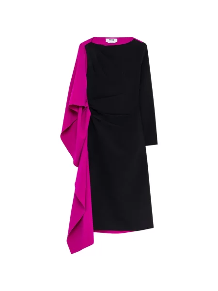 Rochie midi Msgm asimetrică drapată negru