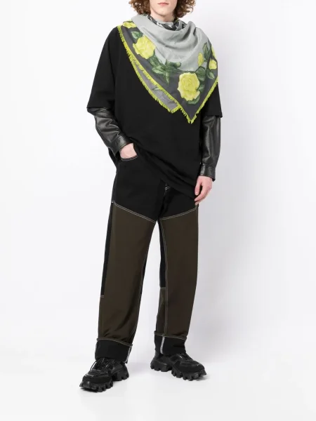 Fular Givenchy cu model floral tricotate cu imagine verde