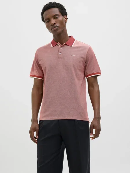 JACK & JONES Majica JPRBLualves temno rdeča bela
