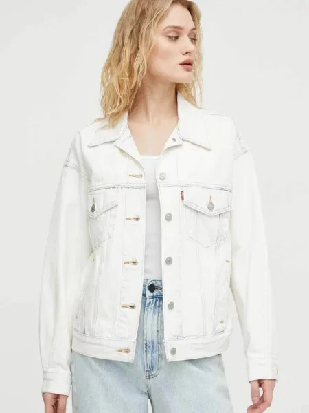 Levi's geacă oversize pentru femei din denim TRUCKER alb
