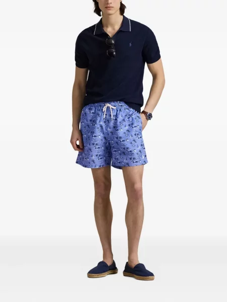 Tricou polo Polo Ralph Lauren cu imagine cu dungi din țesătură twill albastru