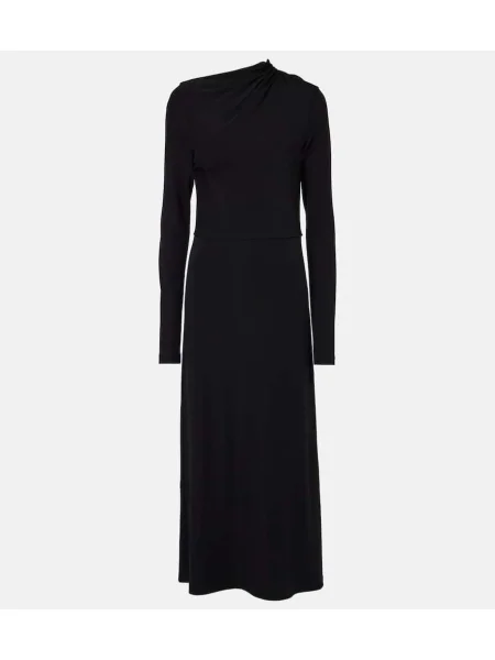 Rochie maxi Toteme din jerseu drapată de costum negru