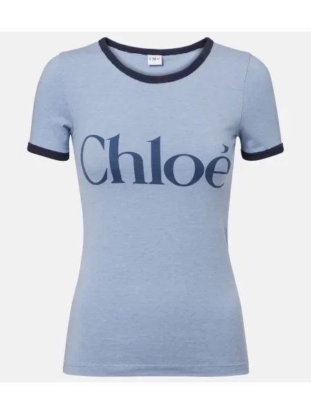 Tricou Chloé din jerseu albastru