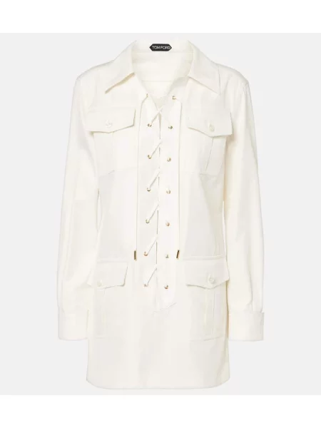Jedwabna sukienka koszulowa Tom Ford biała