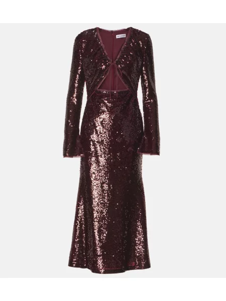 Rochie midi Self-portrait până la genunchi de costum maro
