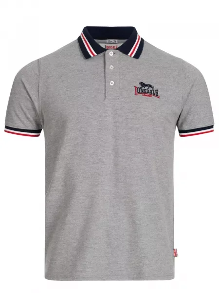 LONSDALE Tricou Occumster bleumarin / gri amestecat / roșu alb