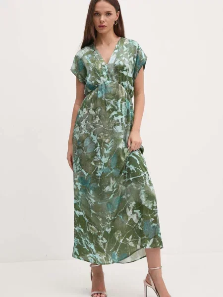 Sandro Ferrone sukienka maxi rozkloszowana zielony