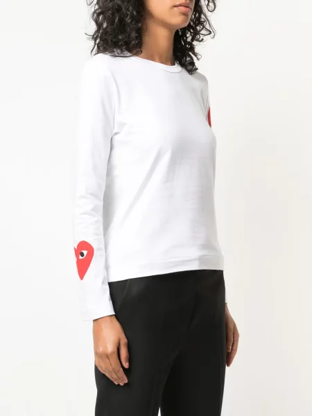 Mikina Comme Des Garçons Play se srdcovým vzorem bílá