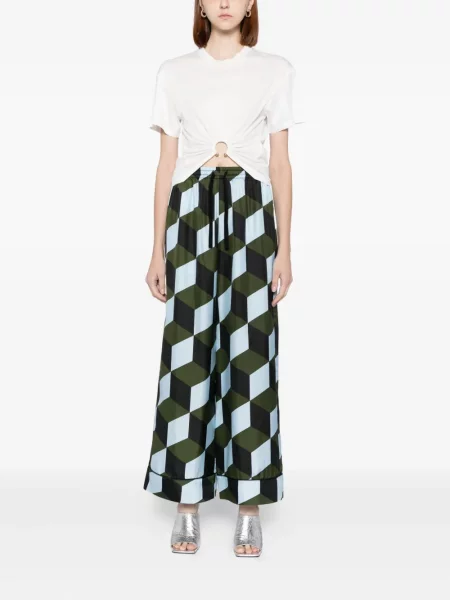 Pantaloni Cynthia Rowley cu imagine cu imprimeu geometric albastru