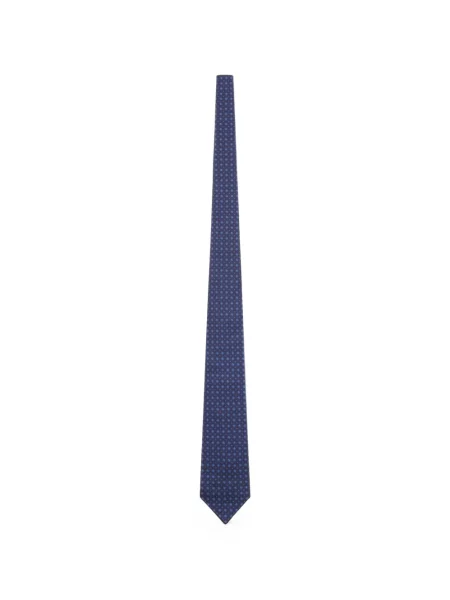 Cravată Kiton de mătase cu imprimeu geometric albastru