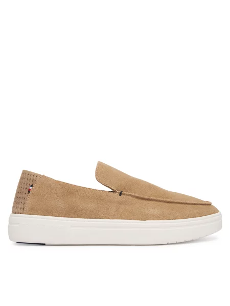 Pantofi loafer Tommy Hilfiger din piele de căprioară maro