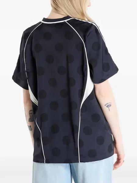 Pöttyös fűzős csipkés póló Adidas kék