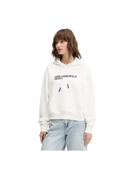 Karl Lagerfeld Jeans bluza z kapturem z nadrukiem biały