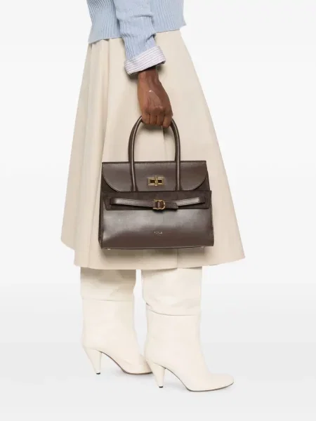 Geantă shopper Furla cu cataramă maro