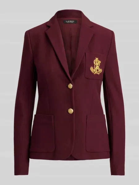Krótki żakiet z wyhaftowanym logo Lauren Ralph Lauren