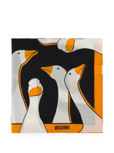 Fular Moschino de mătase cu imagine negru