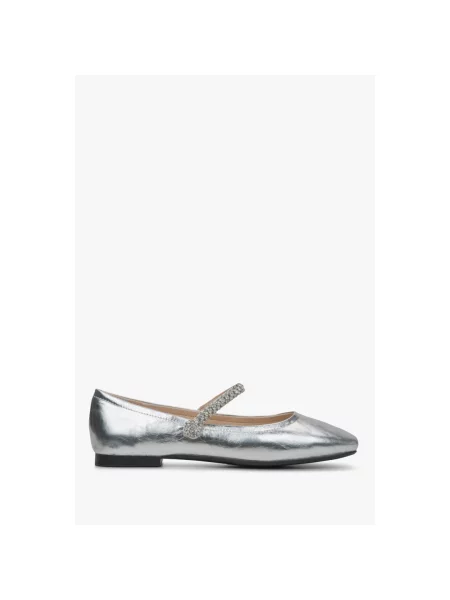 Балетки Мері Джейн шкіряні Estro срібні