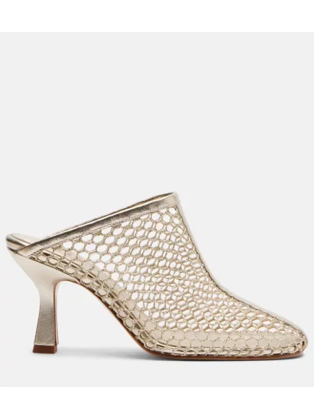 Kožené sieťované mules Souliers Martinez zlatá
