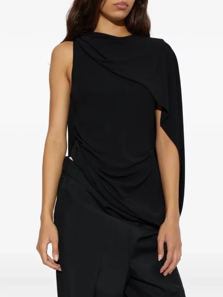 Top Alexander Wang asimetric drapat negru