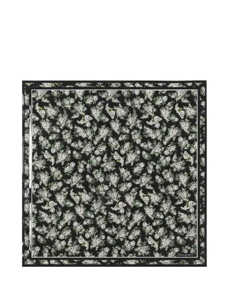 Fular Dolce & Gabbana de mătase cu model floral cu imagine negru