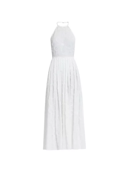 Rochie Elie Saab cu broderie cu gât halter alb