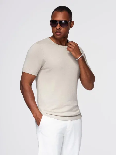 Плетена класическа риза Ombre бяло