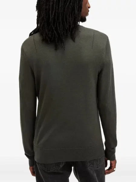 Pulover Allsaints cu broderie cu decolteu rotund verde