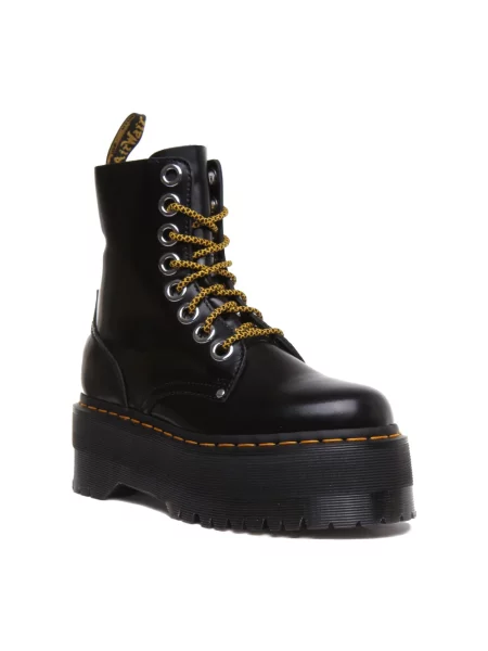 Botki Dr. Martens sznurowane skórzane na platformie czarne