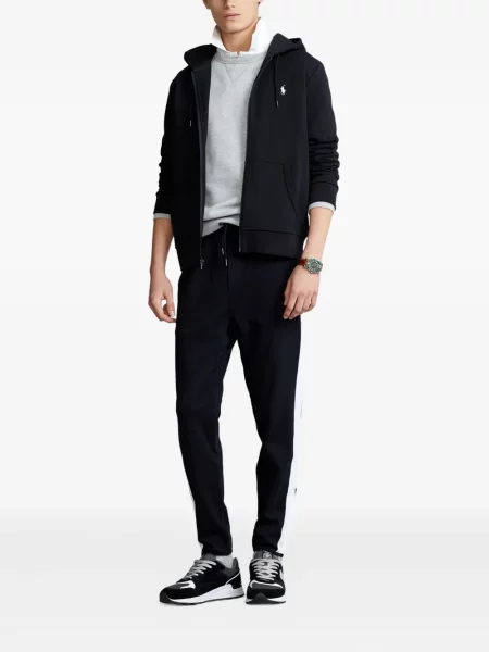 Tricou polo Polo Ralph Lauren cu dungi cu două rânduri de nasturi cu aplicații negru