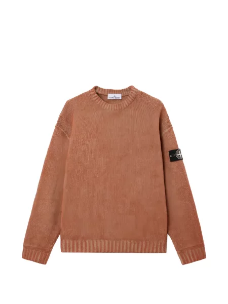 Pulover Stone Island cu decolteu rotund cu strasuri maro