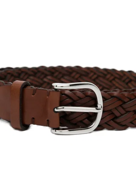 Cu centură curea Brioni din piele maro