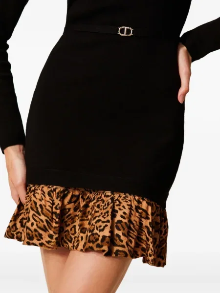 Rochie mini Twinset cu imagine cu model leopard de costum negru