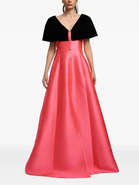 Sukienka maxi Miau By Clara Rotescu z dekoltem w serek różowa