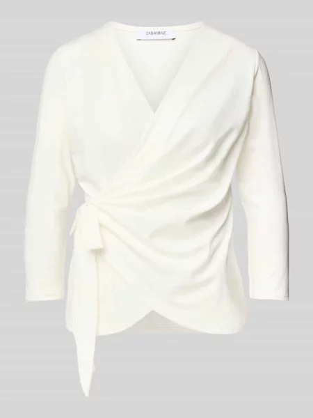 Bluzka z długim rękawem w stylu kopertowym Zabaione biała