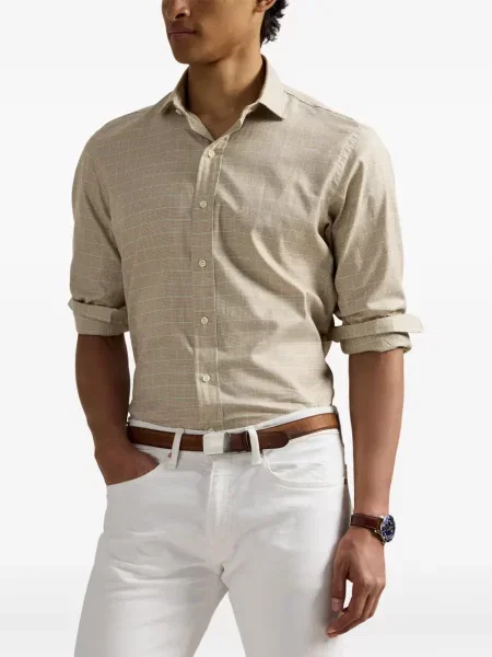Plisované zkrácené dvouřadé tričko Polo Ralph Lauren bílé