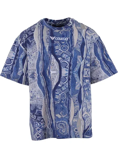 Colucci Tričko marine modrá / enciánová modrá / šedá bílá