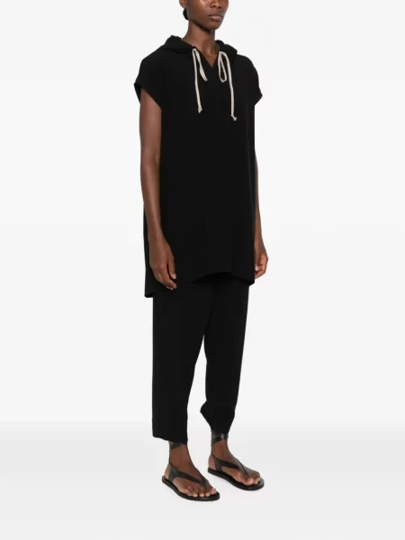 Rochie mini Rick Owens cu glugă cu cordon negru