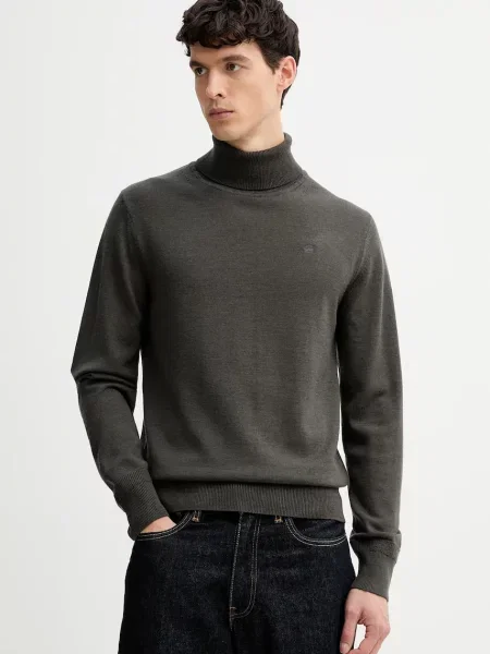 Вълнен пуловер G-Star Premium core turtle зелено